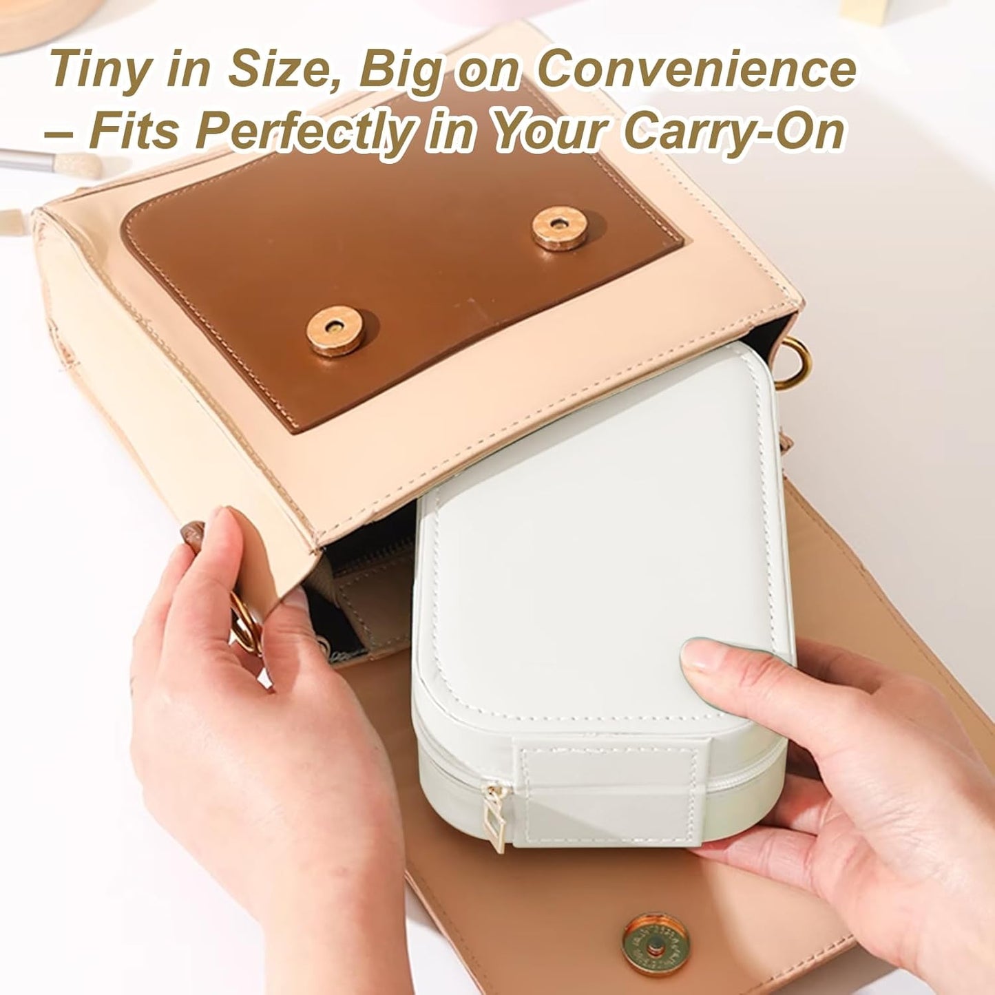 GlowCase Jewelry/Makeup Box with LED Mirror (White)