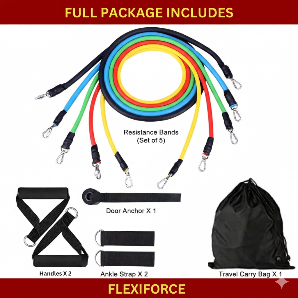 FlexiForce Resistance Bands For Workout (Set of 11)